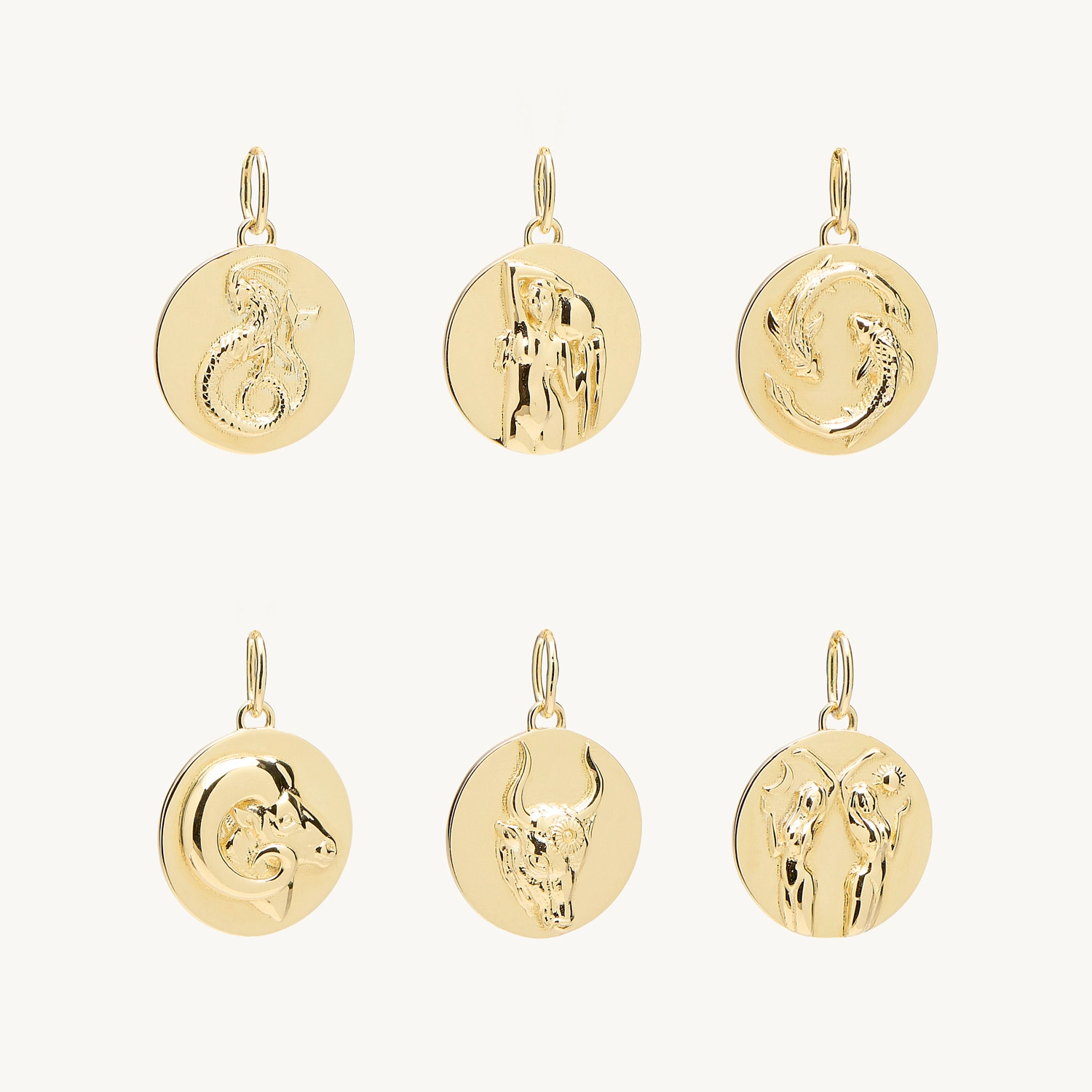 Mini Round Gold Zodiac Pendant - Image 8
