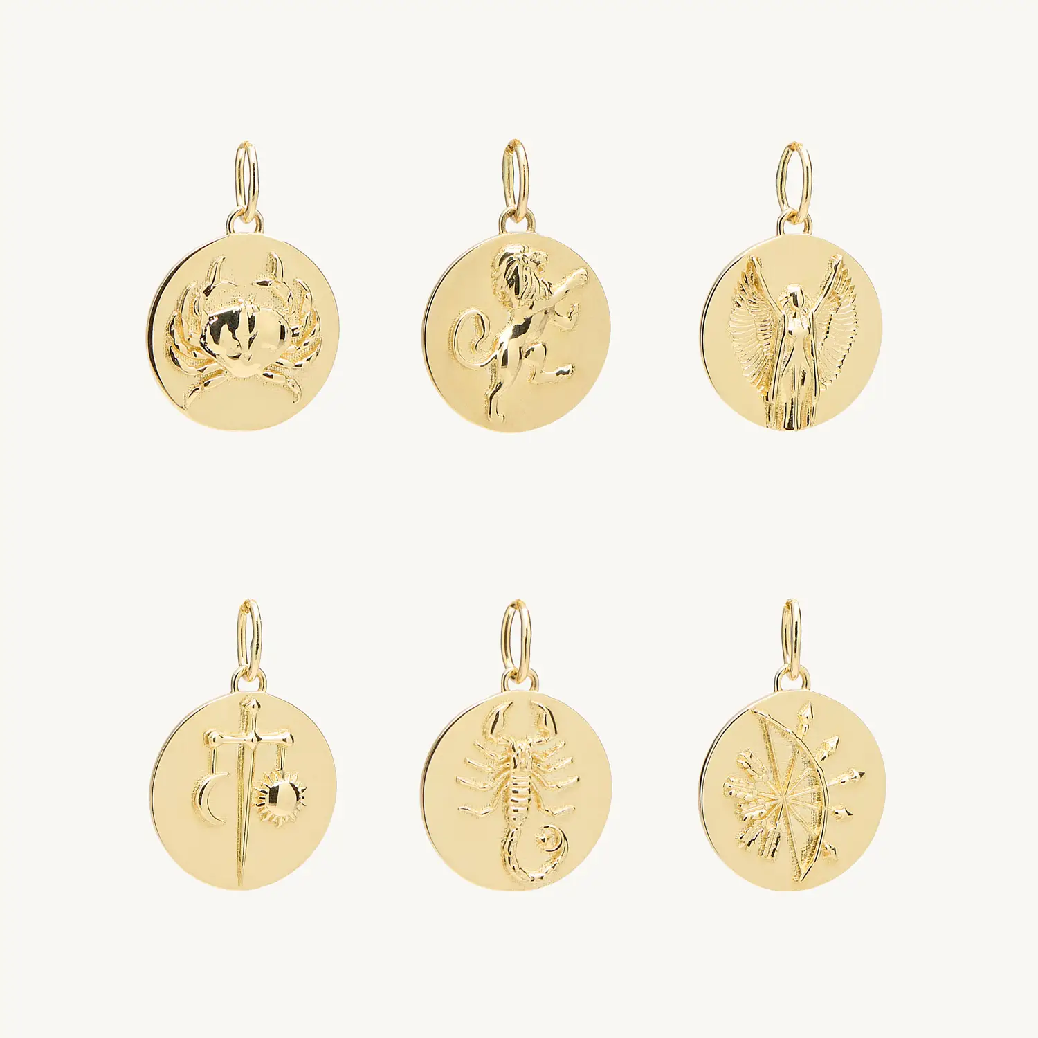 Alternative view of Mini Round Gold Zodiac Pendant