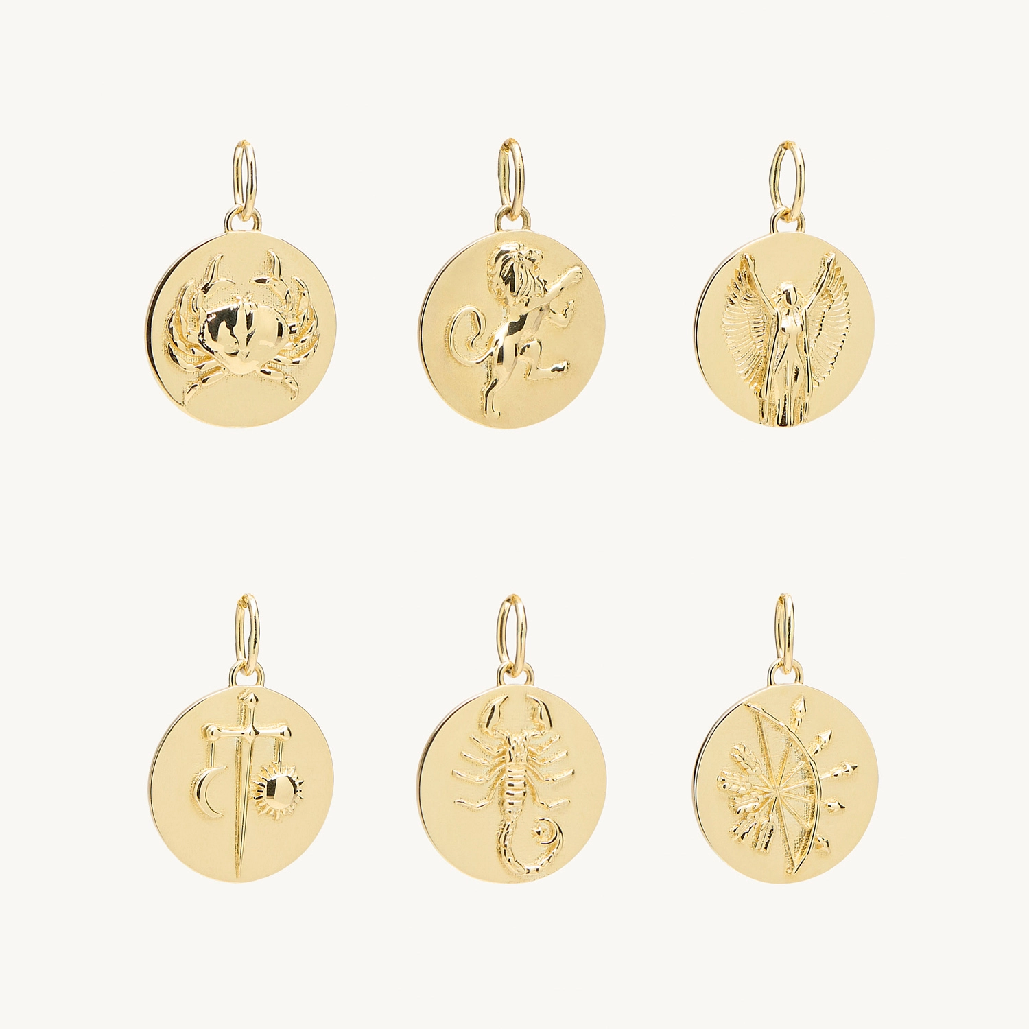 Mini Round Gold Zodiac Pendant - Image 9