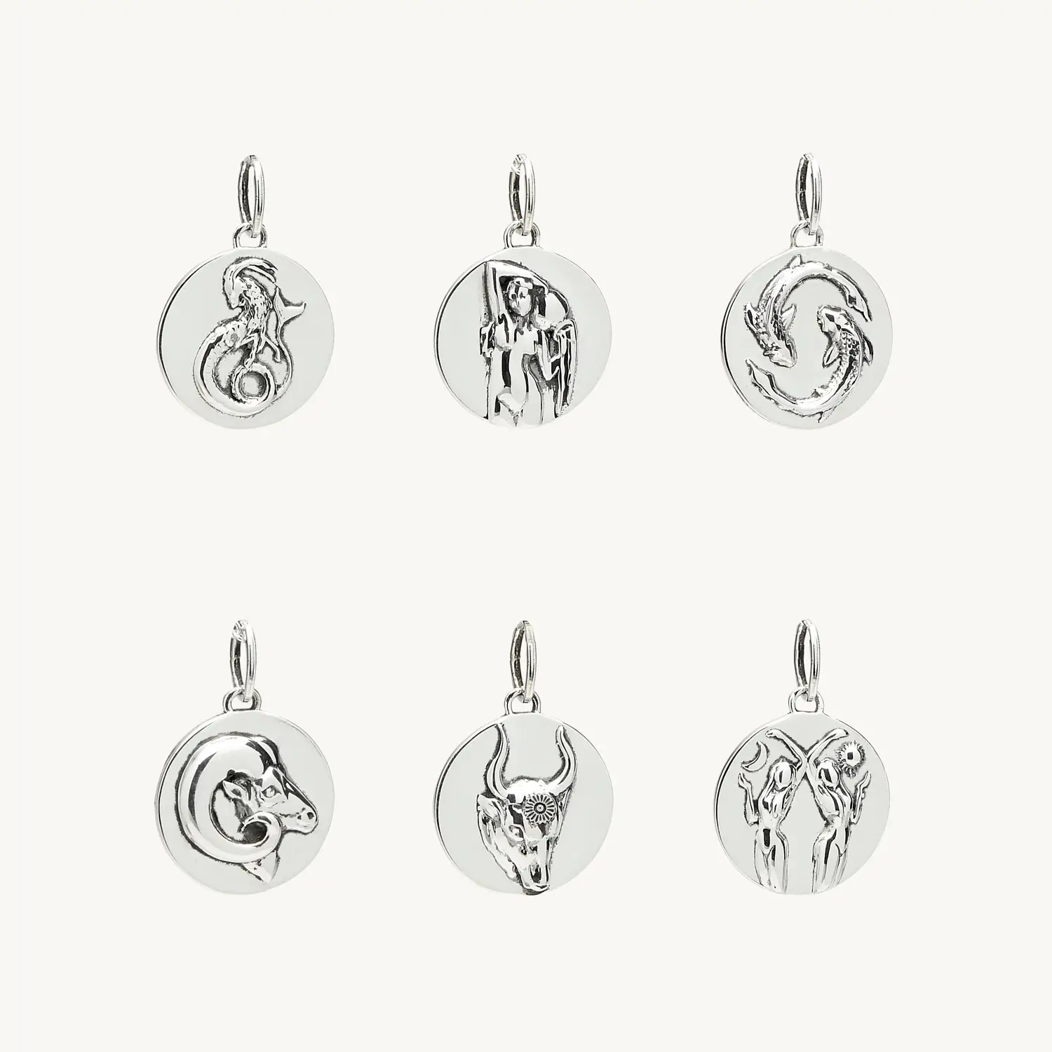 Mini Round Silver Zodiac Pendant