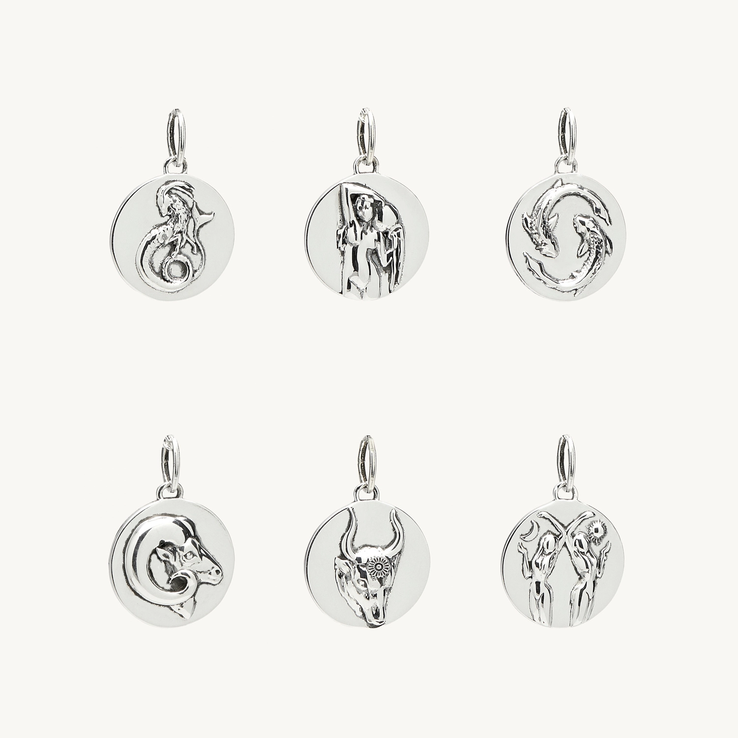Mini Round Silver Zodiac Pendant - Image 8