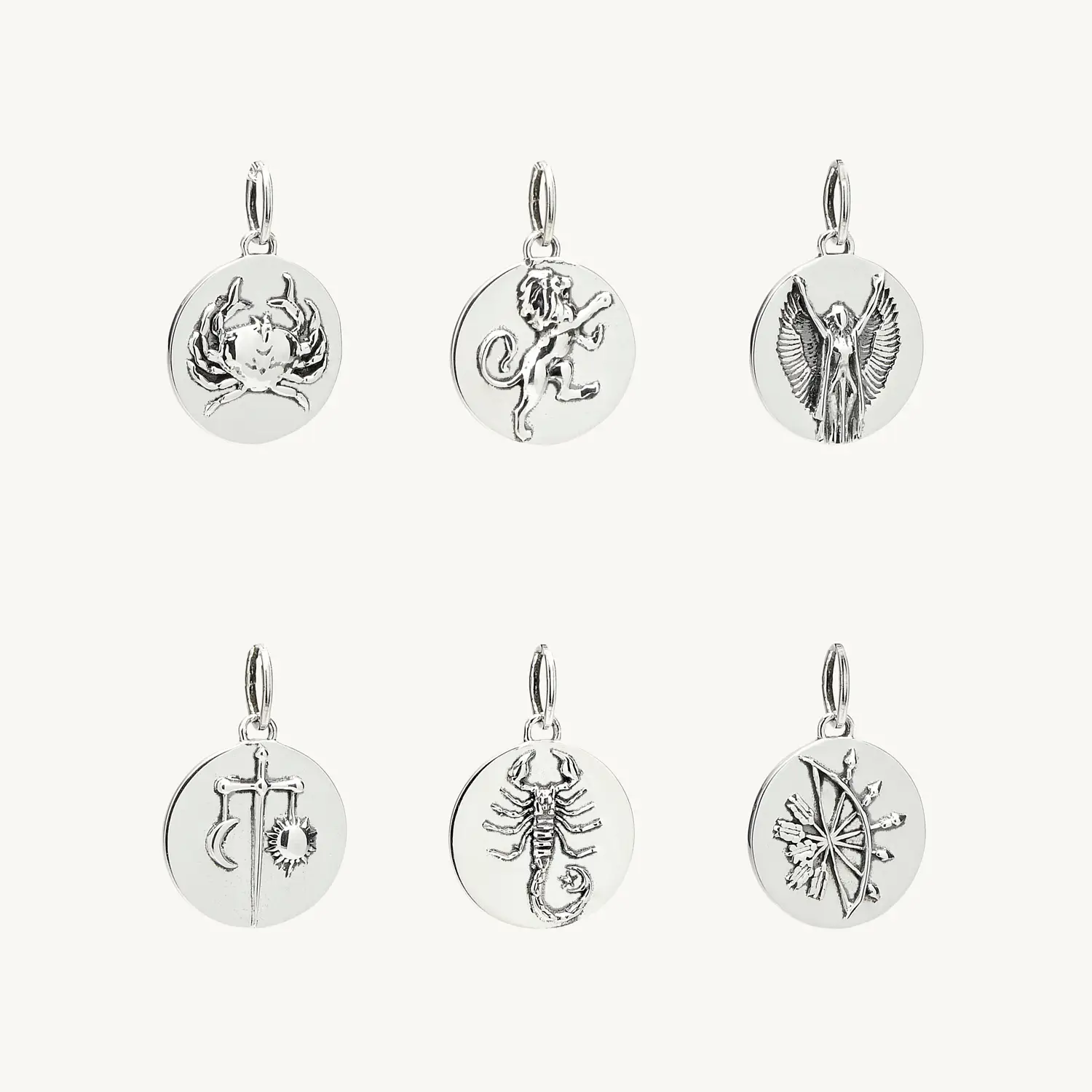 Alternative view of Mini Round Silver Zodiac Pendant
