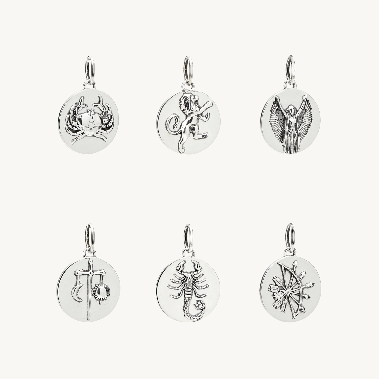 Mini Round Silver Zodiac Pendant - Image 9
