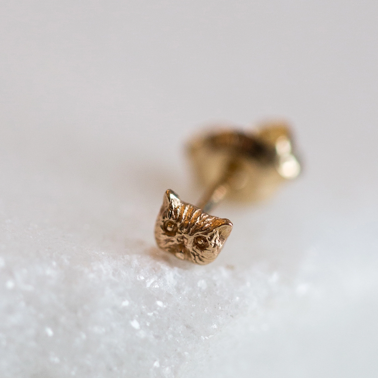 Itty Bitty Kitty Stud, Yellow Gold (single) - Image 3