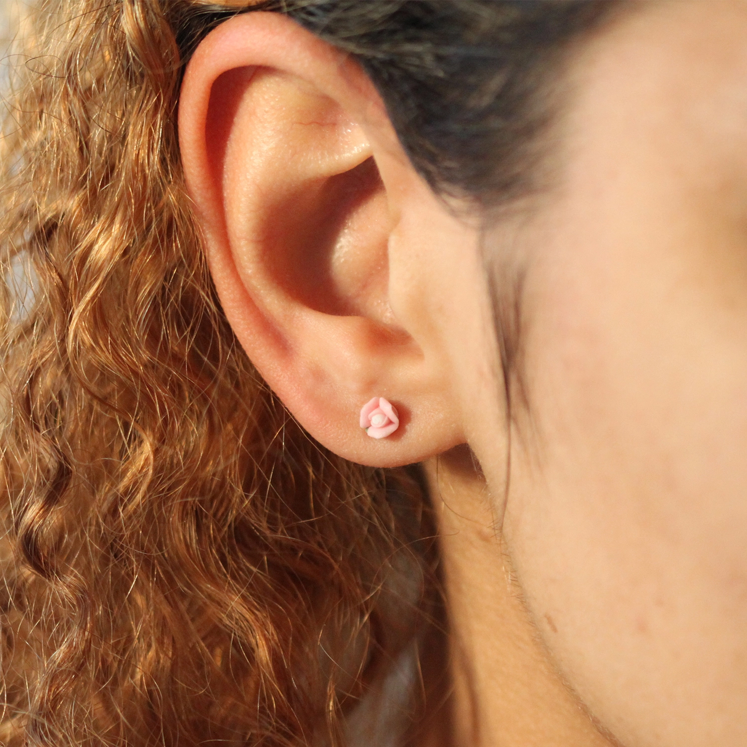 Alternative view of Marzipan Rose Earrings, Carnation Pink (Pair)
