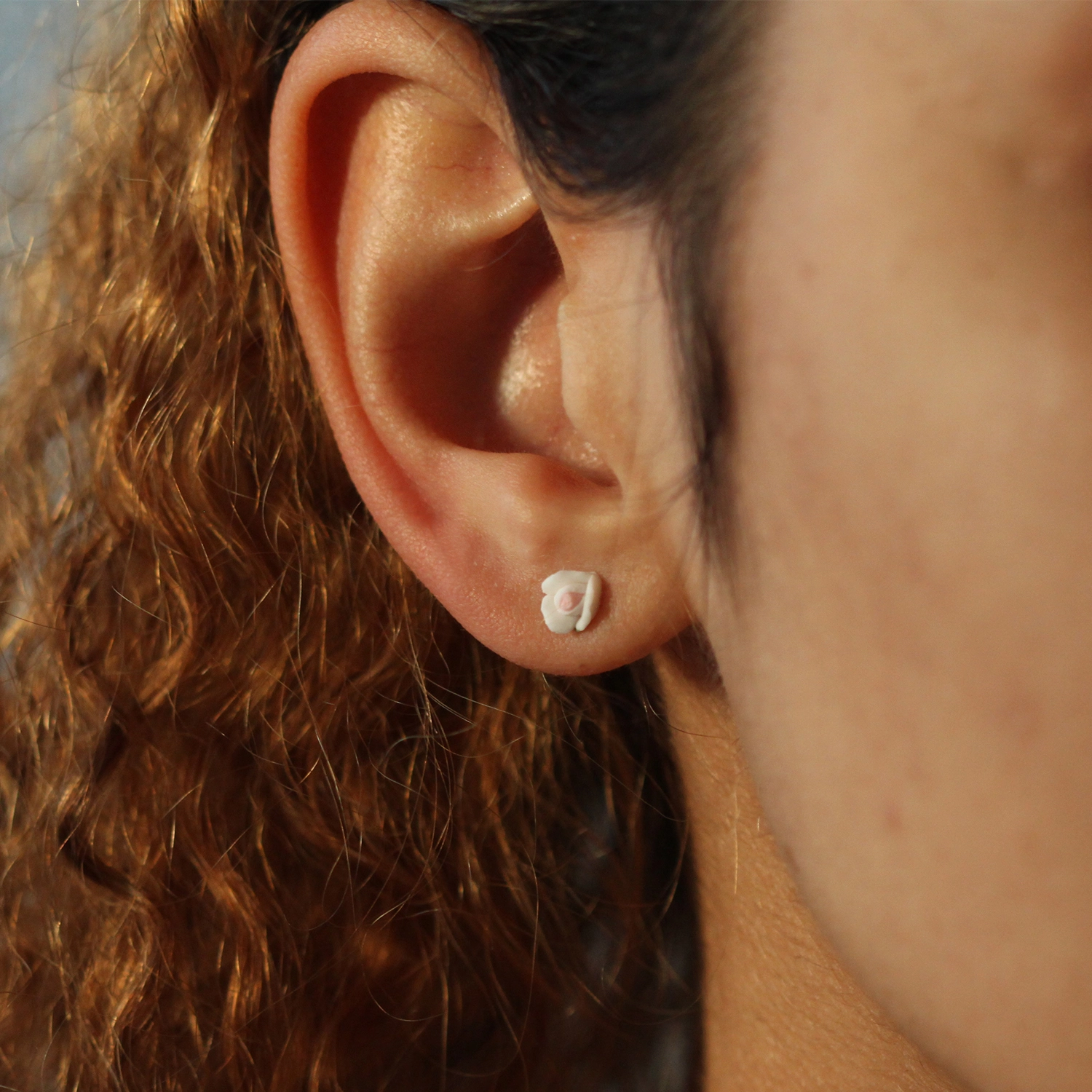 Alternative view of Marzipan Rose Earrings, Snow White (Pair)