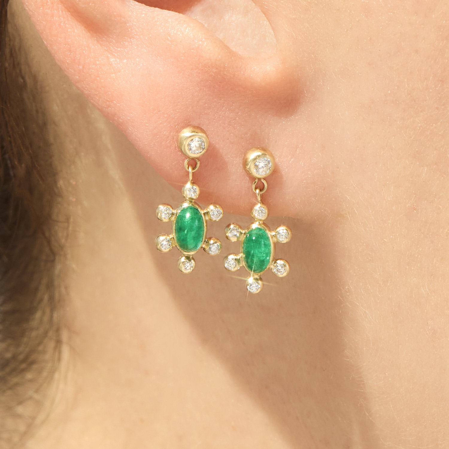Alternative view of Piccola Stella Emerald Earrings (pair)