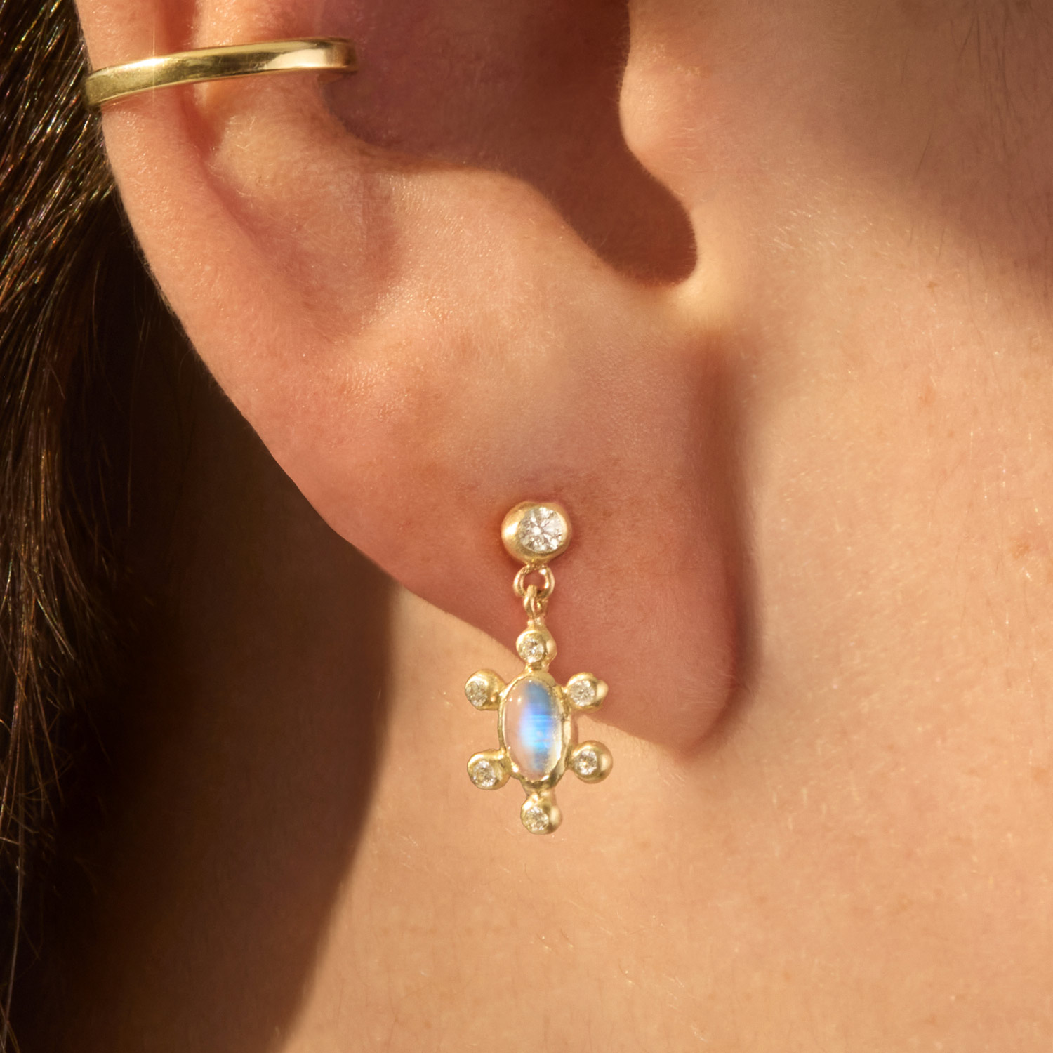 Alternative view of Piccola Stella Moonstone Earrings (pair)