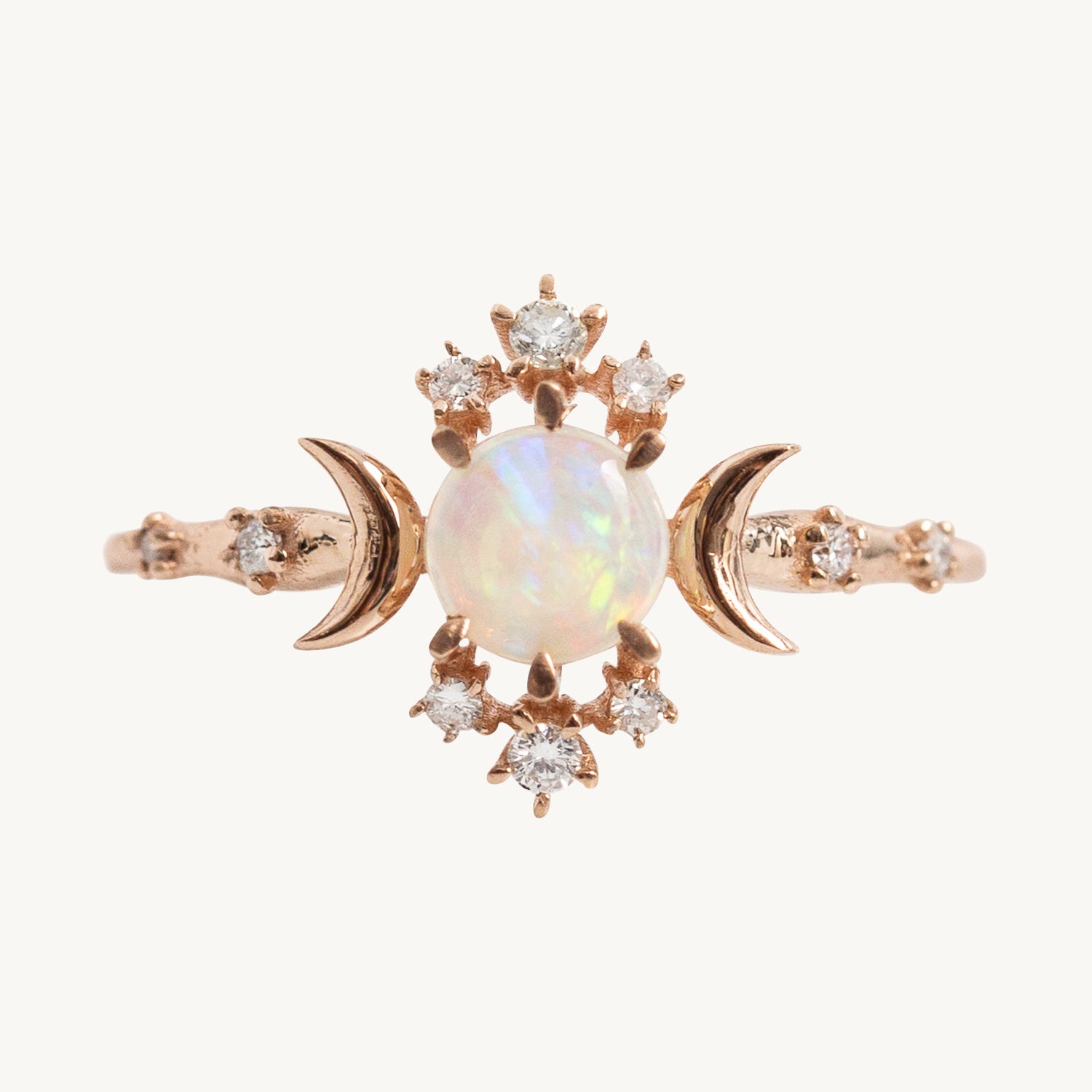 Wandering Star Opal Ring with Diamonds