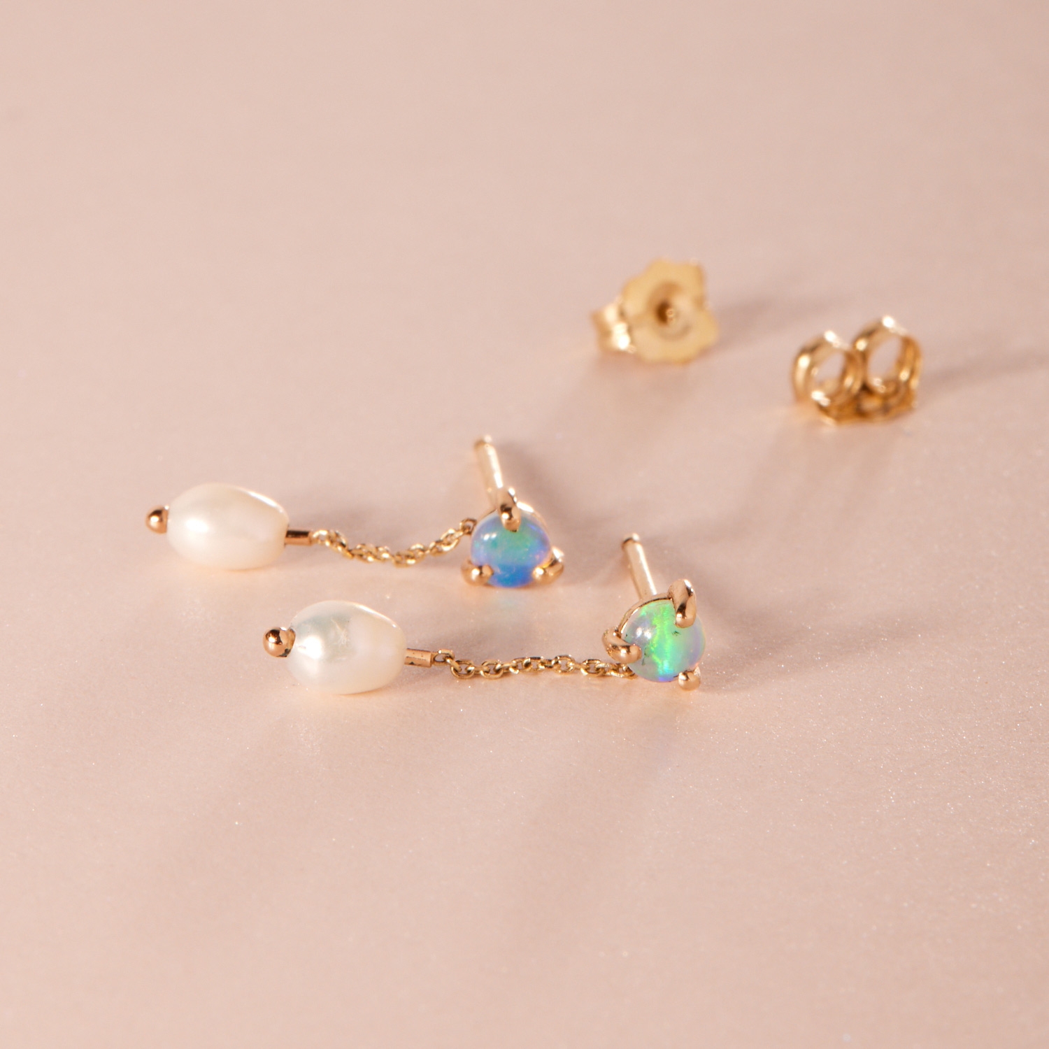 Large Opal & Pearl Shower Earring (single) - Image 5