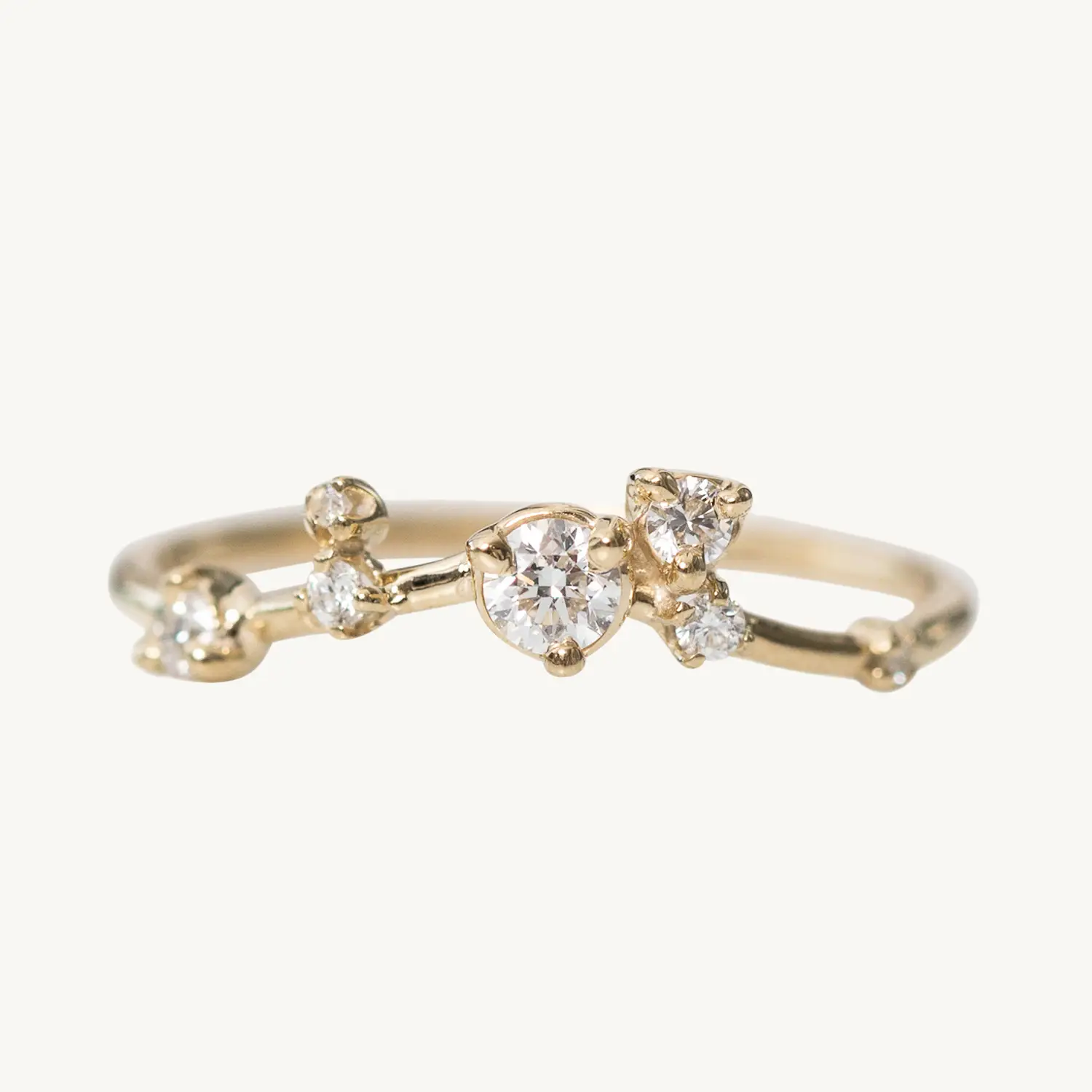 Organic Triangle Ring, White Diamond