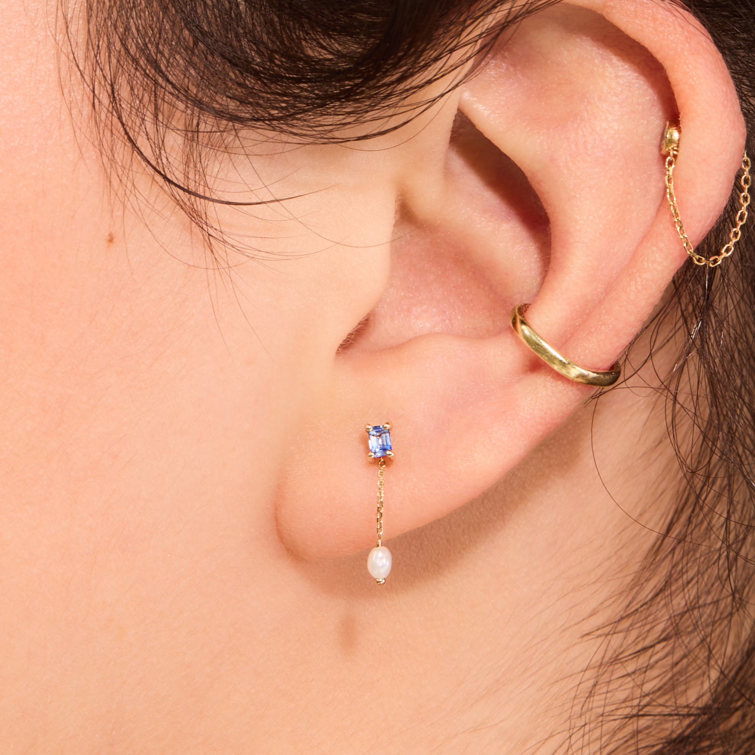 Sapphire & Pearl Shower Earring (single) - Image 4