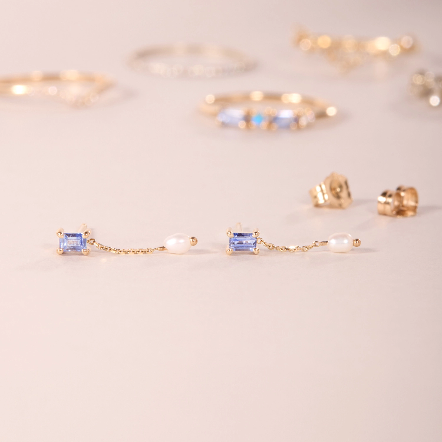 Sapphire & Pearl Shower Earring (single) - Image 5
