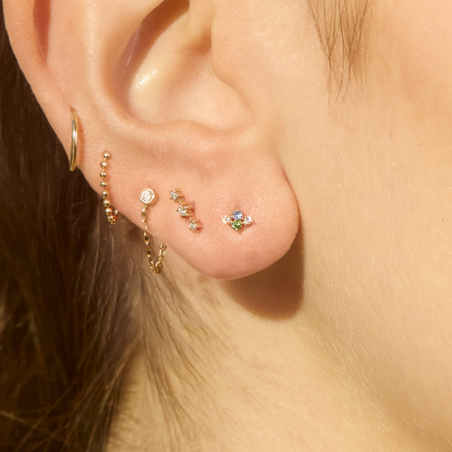Sapphire, Tourmaline, & Diamond Covey Stud (single) - Image 3