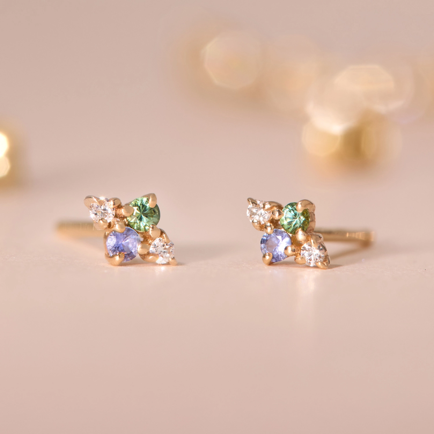 Sapphire, Tourmaline, & Diamond Covey Stud (single) - Image 5