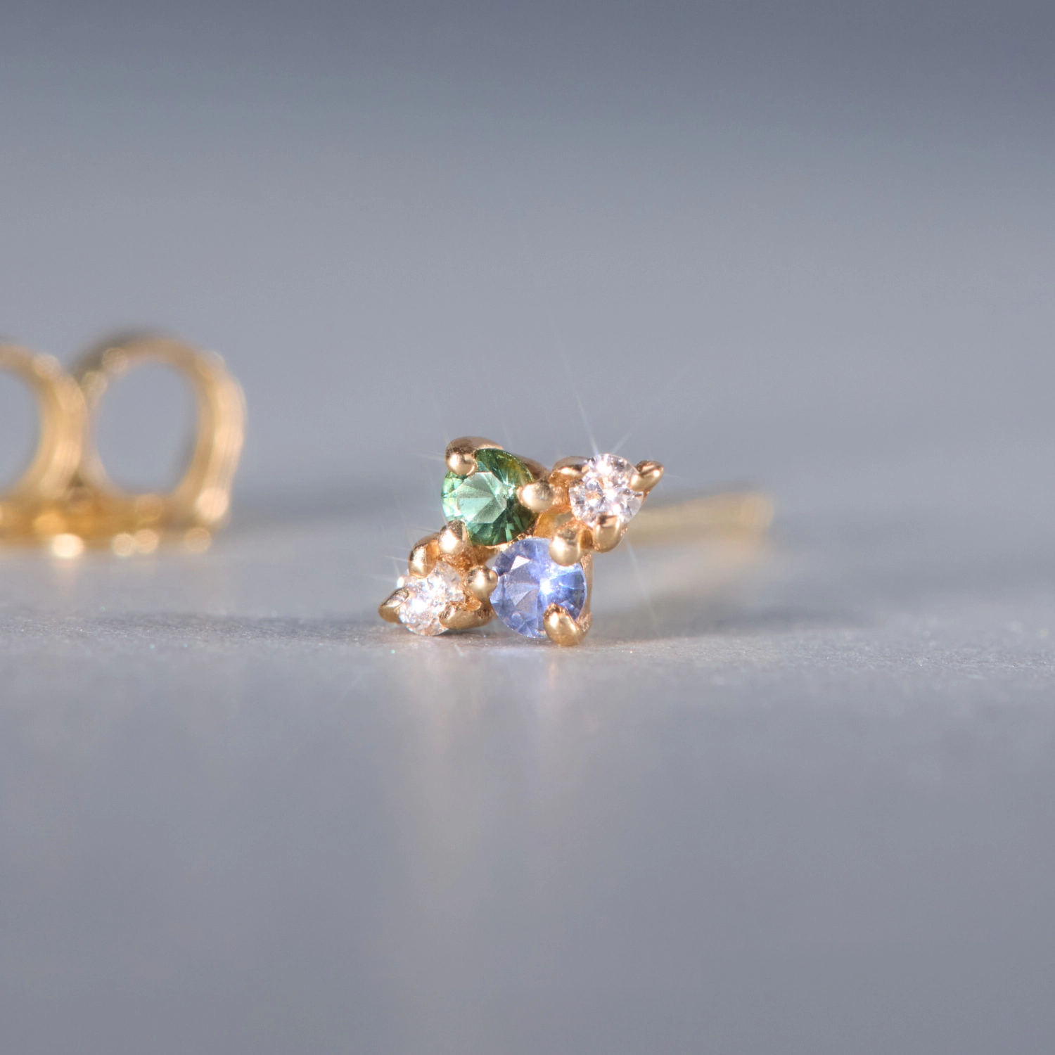 Sapphire, Tourmaline, & Diamond Covey Stud (single) - Image 4