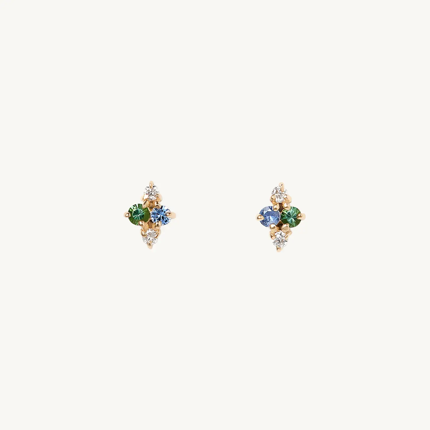 Sapphire, Tourmaline, & Diamond Covey Stud (single)
