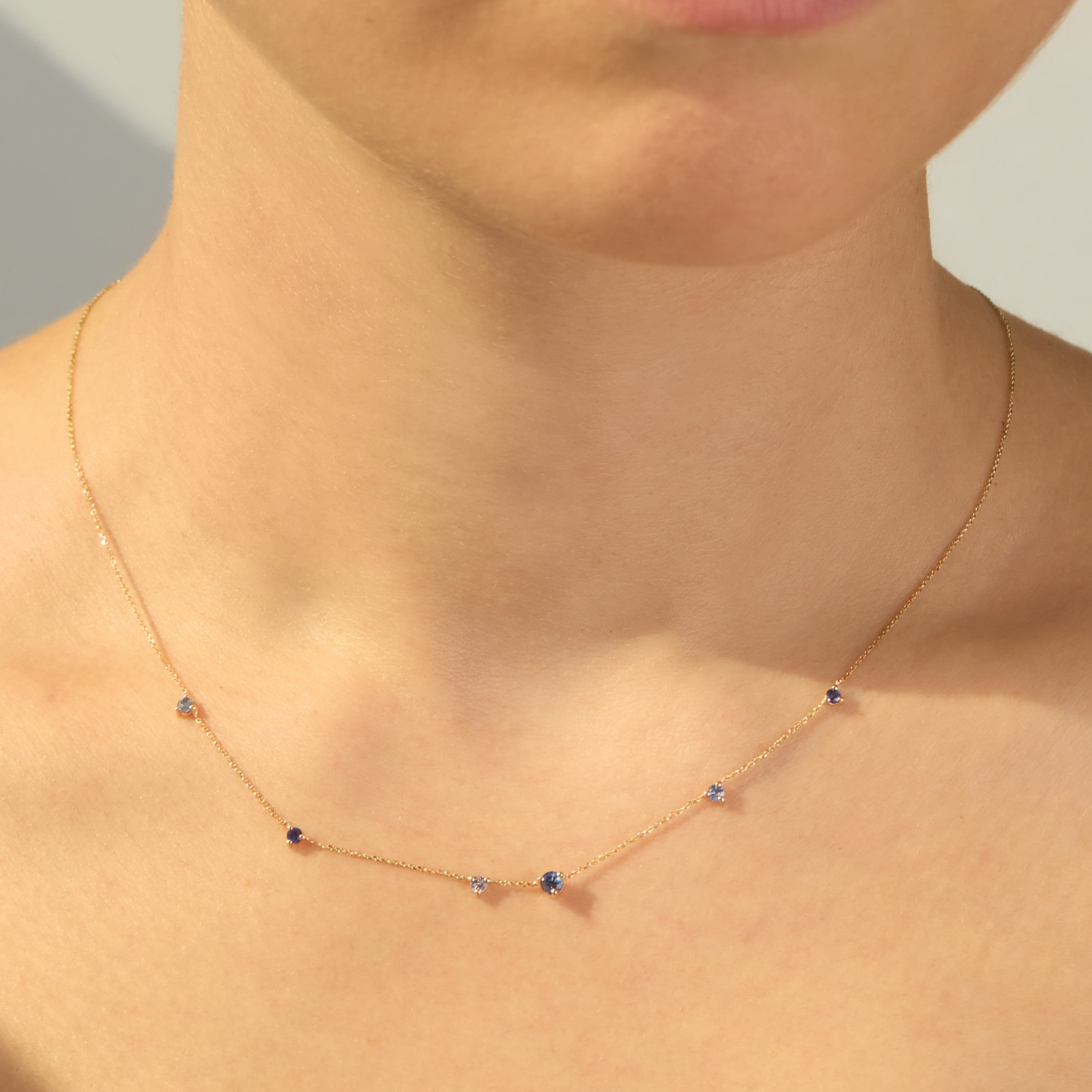 Sapphire Gradient Linear Chain Necklace - Image 3