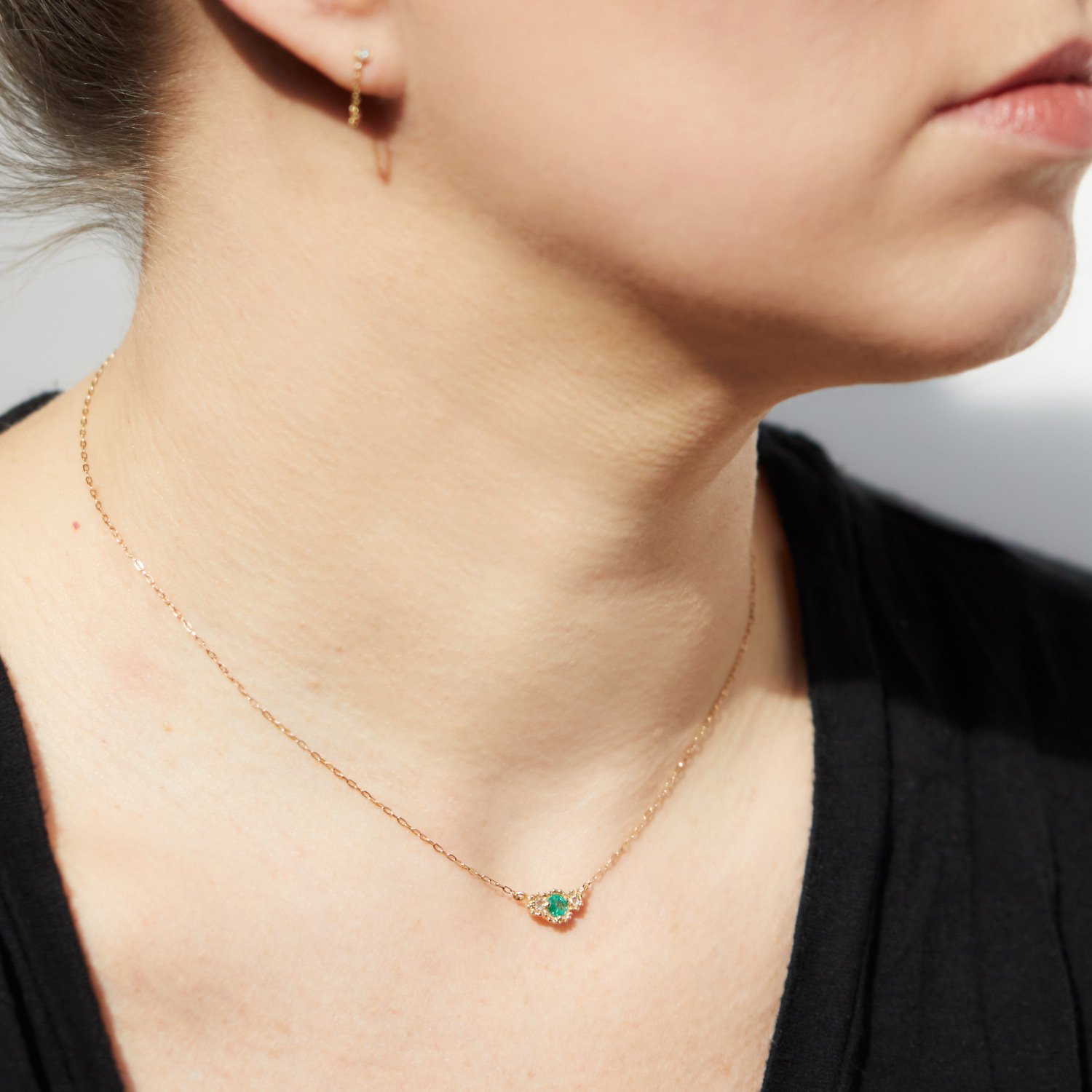 Emerald Diamond Twinkle Necklace - Image 4