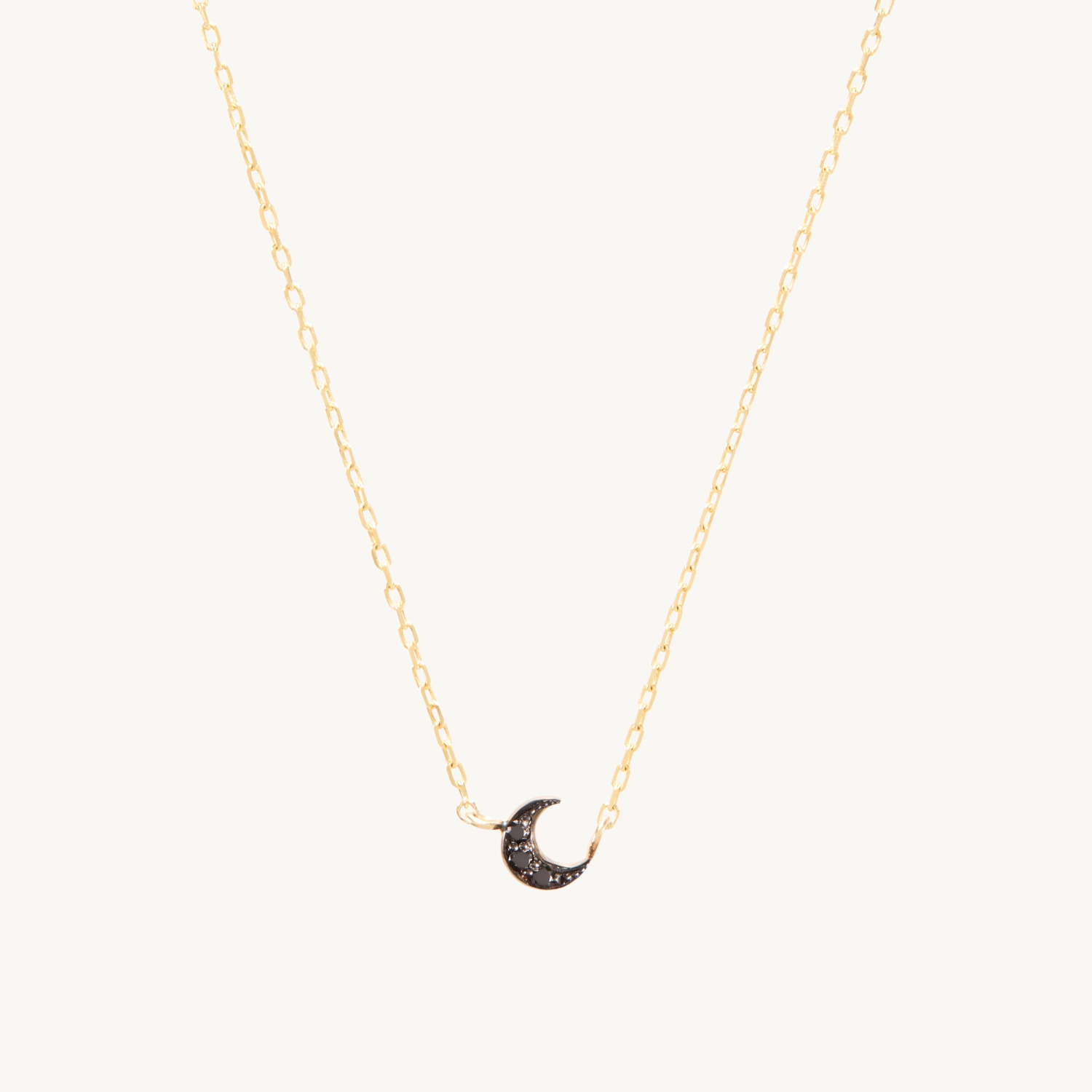 Tiny Crescent Moon Necklace, Black Diamond - Image 6