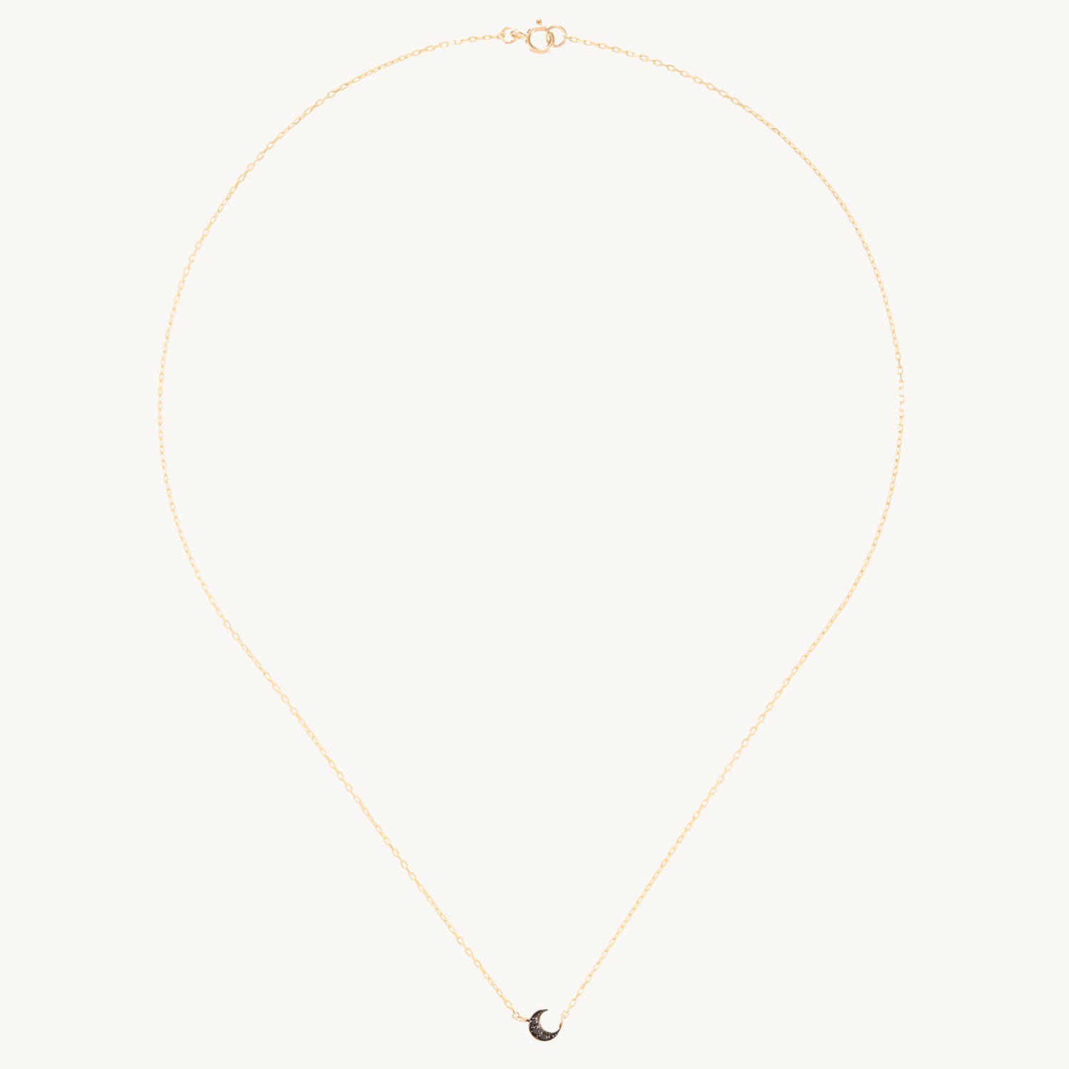Alternative view of Tiny Crescent Moon Necklace, Black Diamond