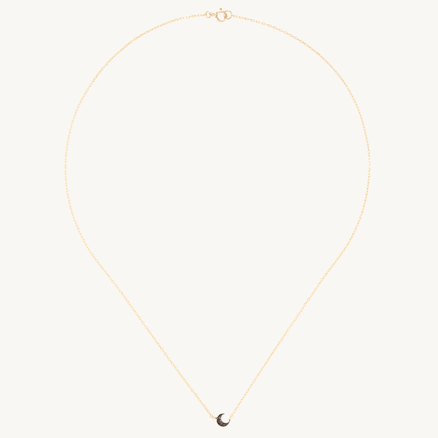 Tiny Crescent Moon Necklace, Black Diamond - Image 7